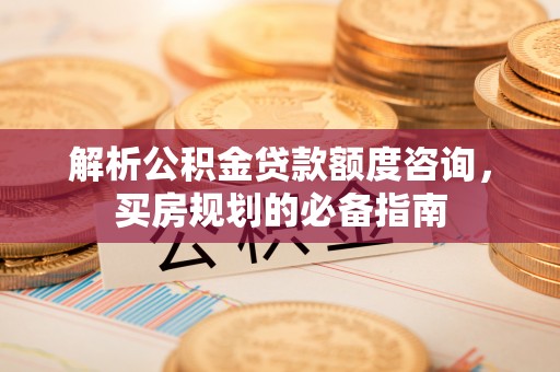 明溪解析公积金贷款额度咨询，买房规划的必备指南