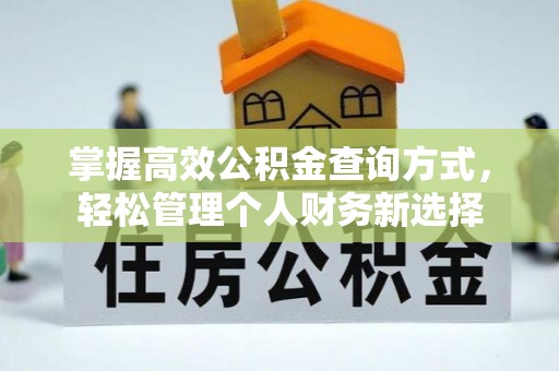 明溪掌握高效公积金查询方式，轻松管理个人财务新选择