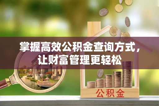明溪掌握高效公积金查询方式，让财富管理更轻松
